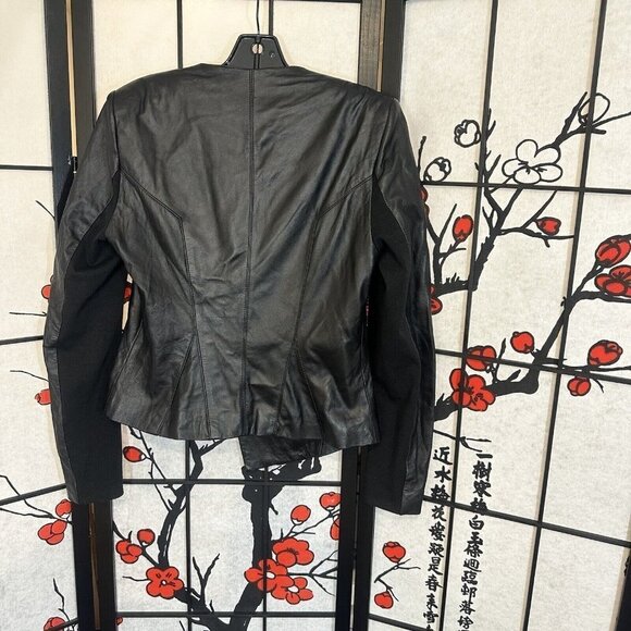 Bebe Genuine Leather Motocycle Jacket Small Black Asymmetrical Moto - Picture 3 of 5